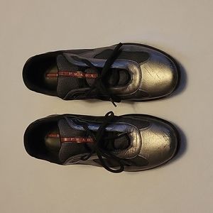 Mens Silver and Black Nevada Bike Sneakers!! Prada Size 12.